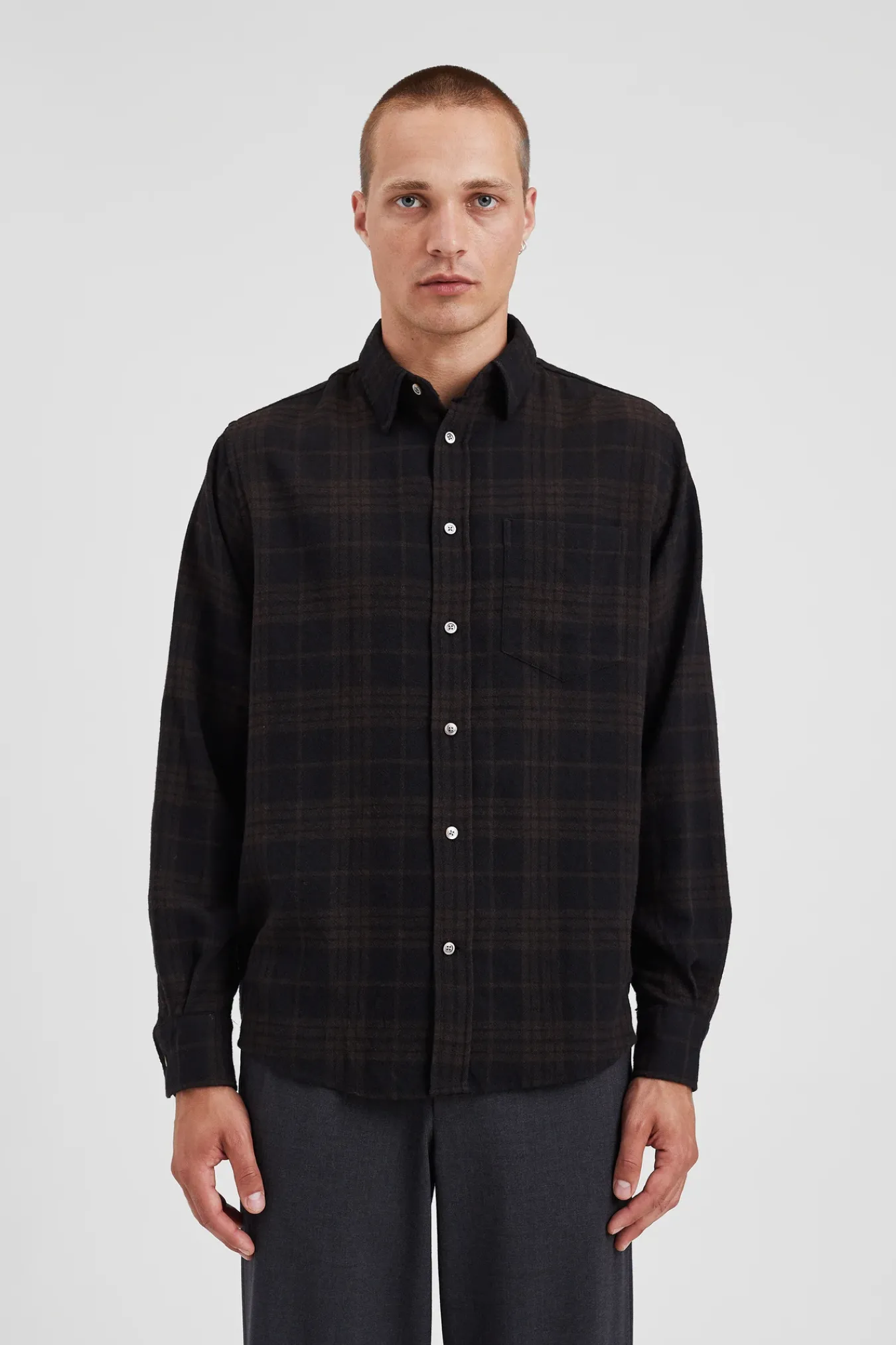 SHIRTING^Norse Projects Algot Relaxed Wool Check Shirt Espresso
