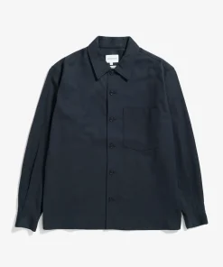 SHIRTING^Norse Projects Carsten Cotton Wool LS Shirt Dark Navy