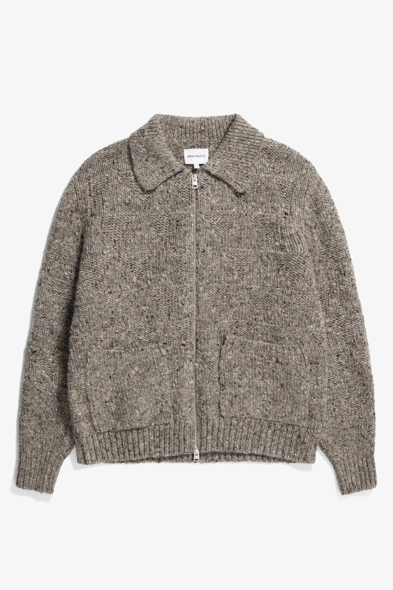 KNITWEAR^Norse Projects Erik Donegal Diamond Jacket Grey Melange