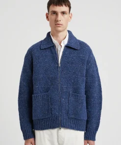 KNITWEAR^Norse Projects Erik Donegal Diamond Jacket Ensign Blue