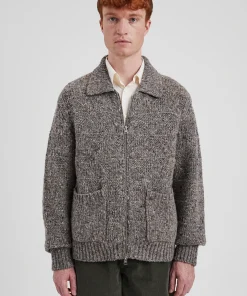 KNITWEAR^Norse Projects Erik Donegal Diamond Jacket Grey Melange