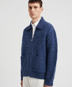 KNITWEAR^Norse Projects Erik Donegal Diamond Jacket Ensign Blue