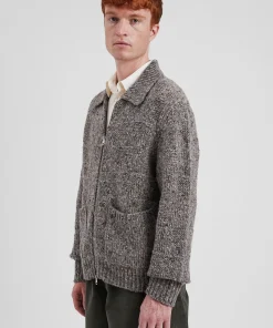 KNITWEAR^Norse Projects Erik Donegal Diamond Jacket Grey Melange