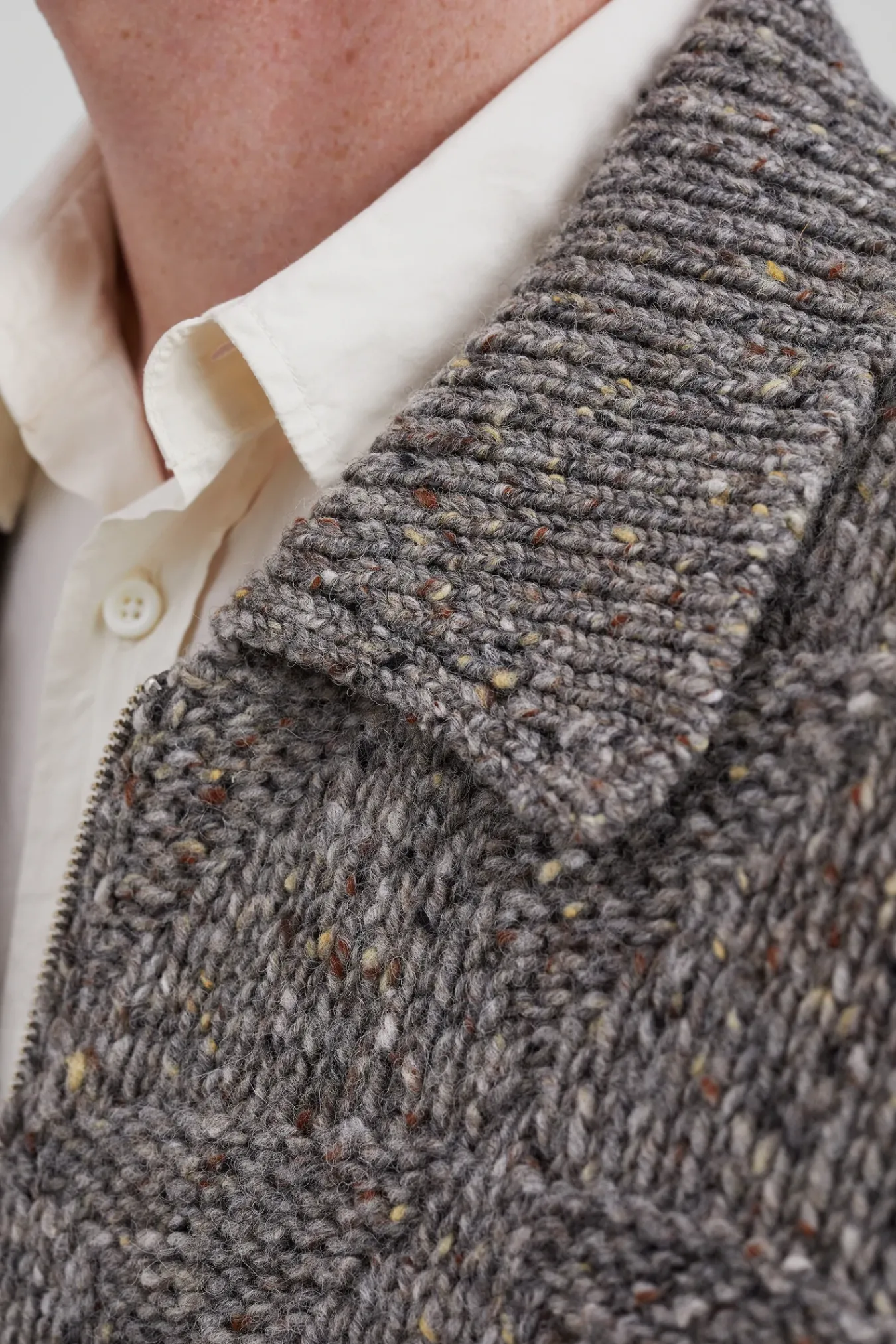 KNITWEAR^Norse Projects Erik Donegal Diamond Jacket Grey Melange