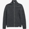KNITWEAR^Norse Projects Hagen Wool Cotton Rib Full Zip Jacket Dark Grey Melange