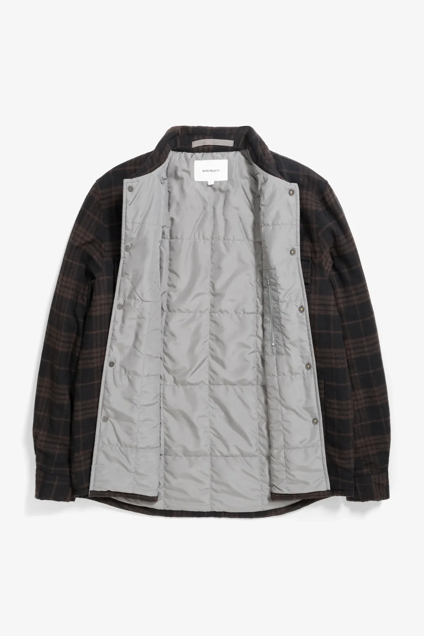 OVERSHIRTS^Norse Projects Hjalmer Insulated Wool Check Overshirt Espresso