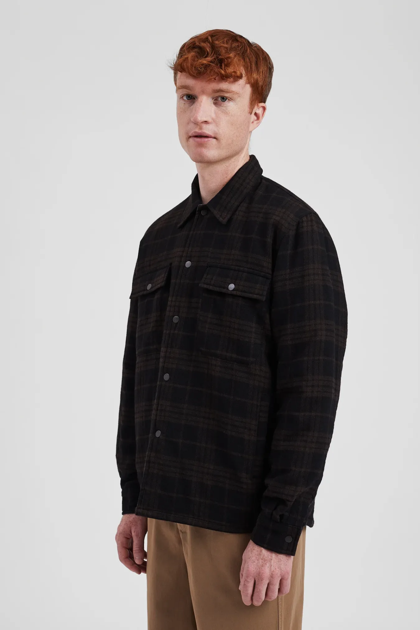 OVERSHIRTS^Norse Projects Hjalmer Insulated Wool Check Overshirt Espresso