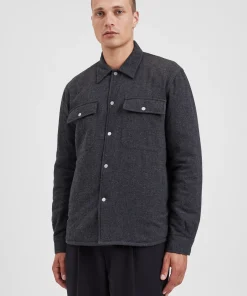 OVERSHIRTS^Norse Projects Hjalmer Insulated Wool Overshirt Charcoal Melange