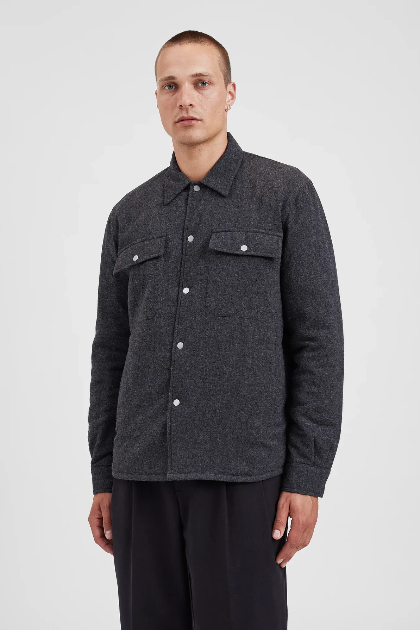 OVERSHIRTS^Norse Projects Hjalmer Insulated Wool Overshirt Charcoal Melange
