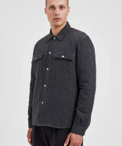 OVERSHIRTS^Norse Projects Hjalmer Insulated Wool Overshirt Charcoal Melange