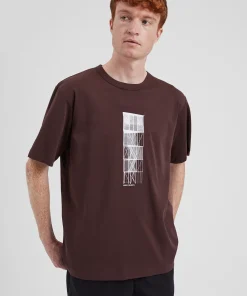 T-SHIRTS^Norse Projects Holger Organic Interlock Tower Print T-Shirt Wine Red