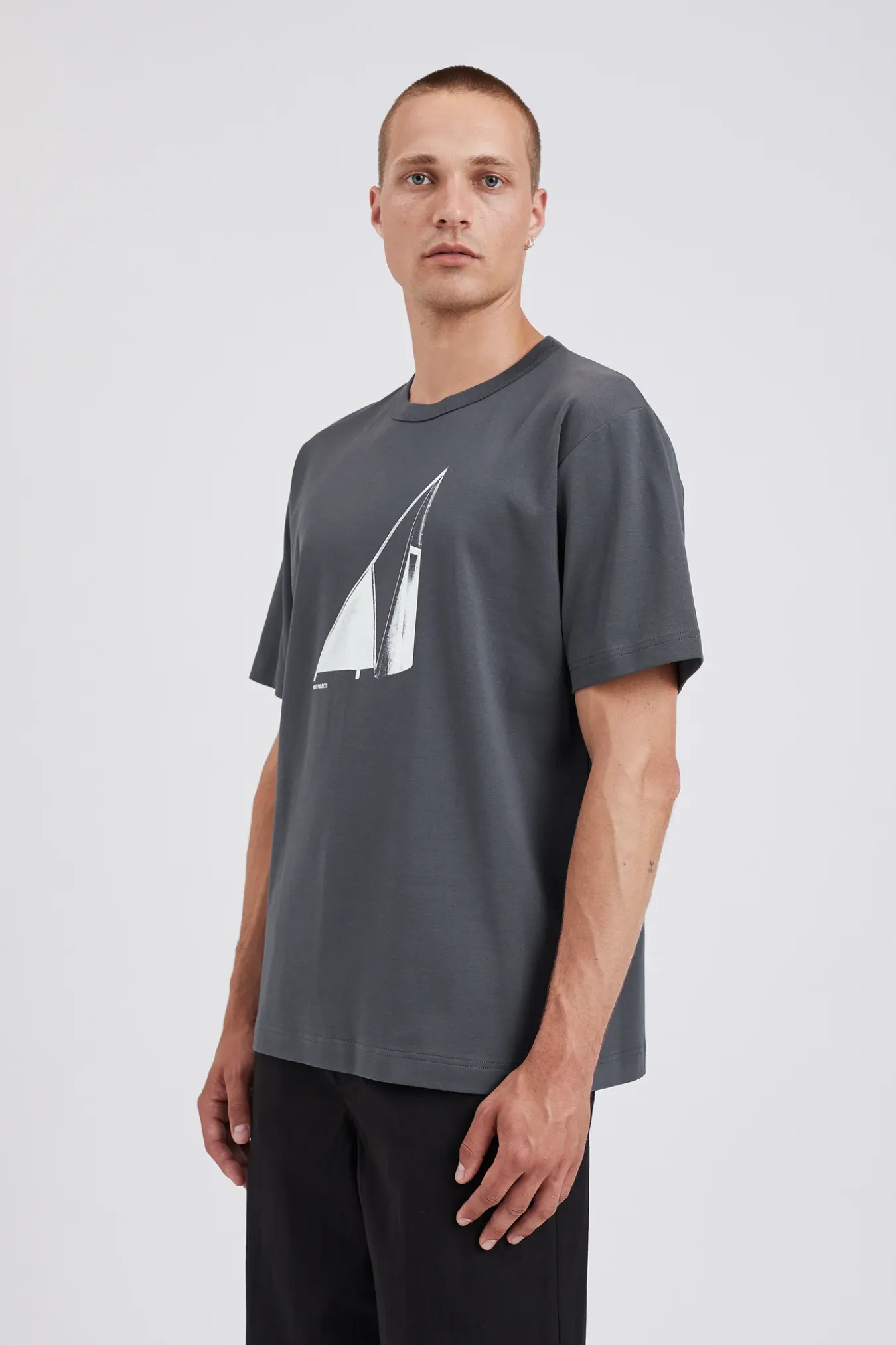 T-SHIRTS^Norse Projects Holger Organic Interlock Hide Print T-Shirt Battleship Grey