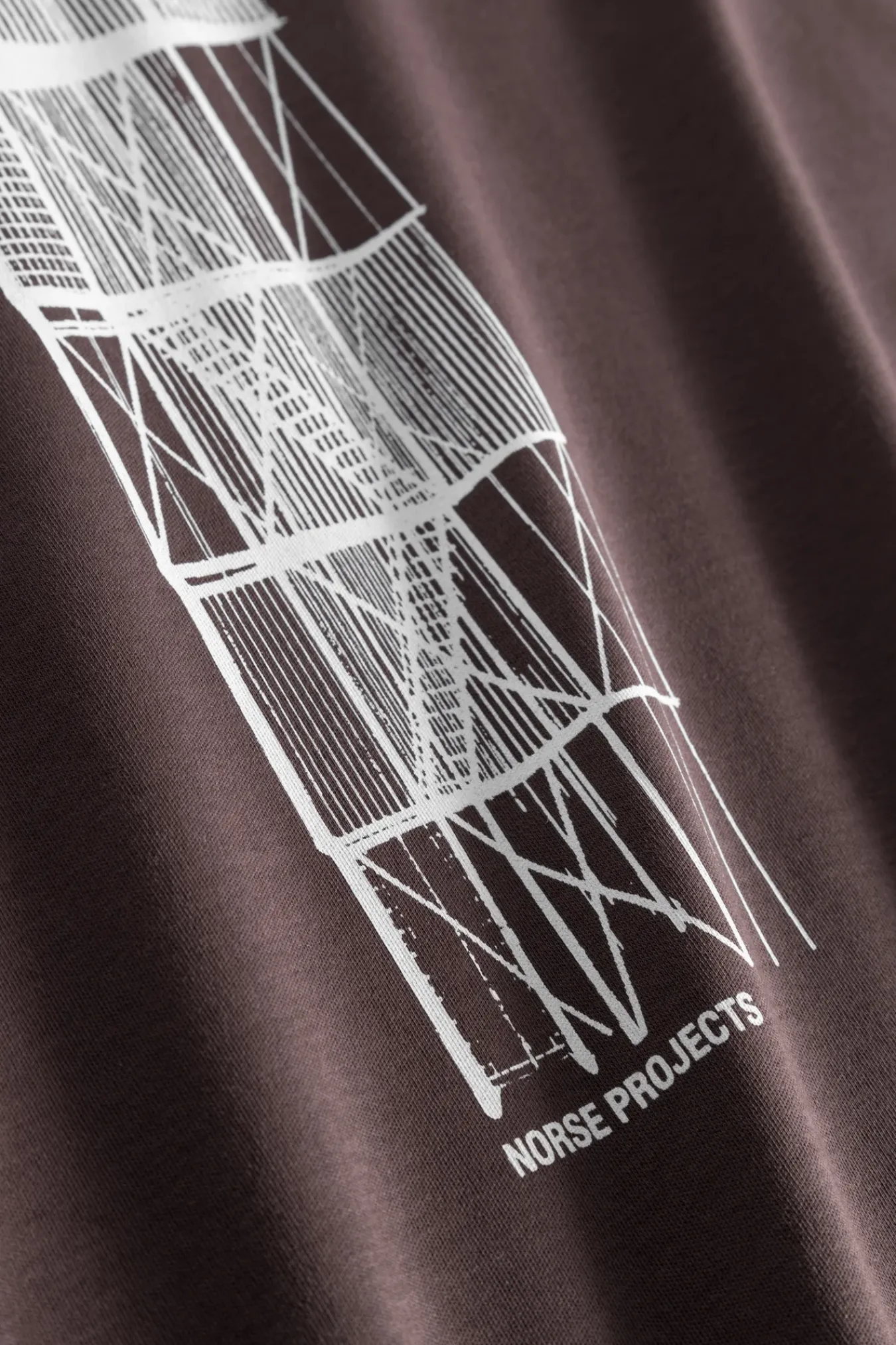 T-SHIRTS^Norse Projects Holger Organic Interlock Tower Print T-Shirt Wine Red
