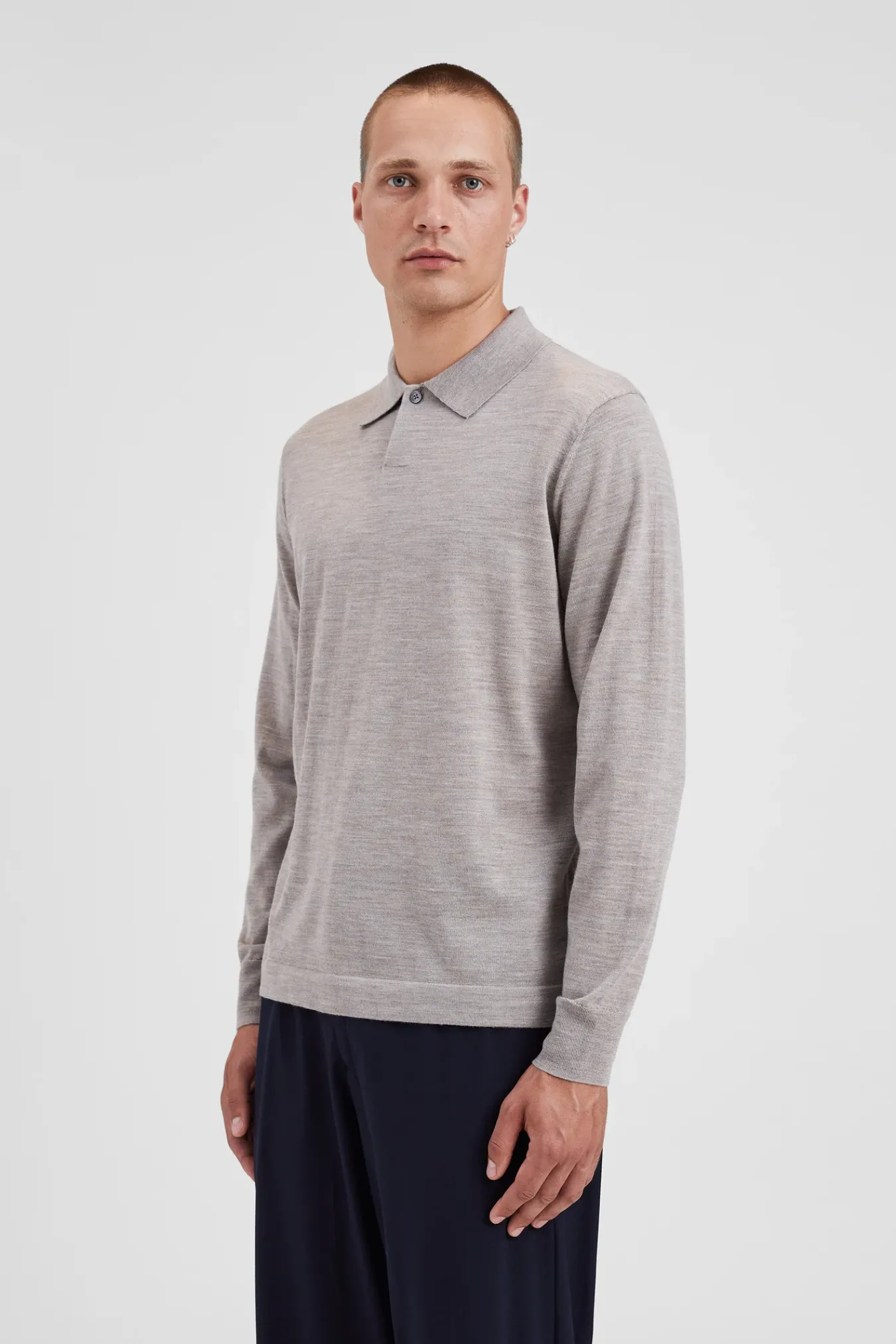 KNITWEAR^Norse Projects Jon Tech Merino LS Polo Sand