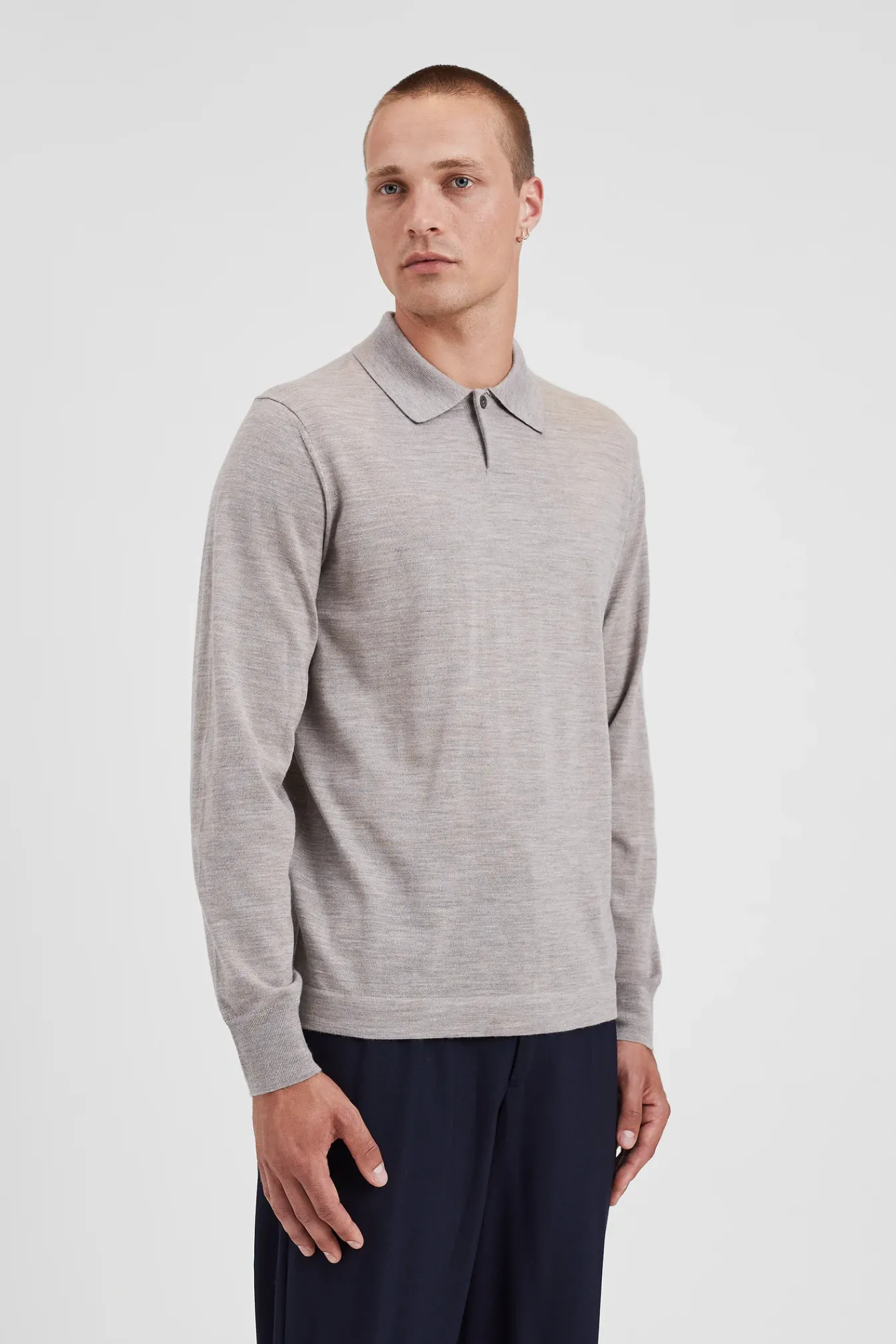 KNITWEAR^Norse Projects Jon Tech Merino LS Polo Sand
