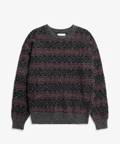 KNITWEAR^Norse Projects Jonas Scottish Lambswool Fair Isle Sweater Charcoal Grey
