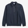 SWEATSHIRTS^Norse Projects Ketel Relaxed Organic NORSE Logo Half Zip Dark Navy