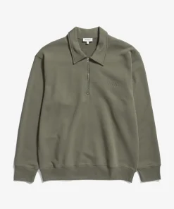 SWEATSHIRTS^Norse Projects Ketel Relaxed Organic NORSE Logo Half Zip Sediment Green
