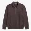 SWEATSHIRTS^Norse Projects Ketel Relaxed Organic NORSE Logo Half Zip Wine Red