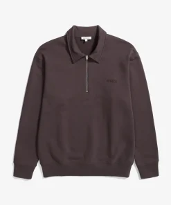 SWEATSHIRTS^Norse Projects Ketel Relaxed Organic NORSE Logo Half Zip Wine Red