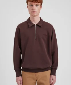 SWEATSHIRTS^Norse Projects Ketel Relaxed Organic NORSE Logo Half Zip Wine Red