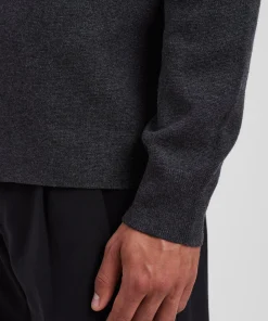 KNITWEAR^Norse Projects Kian Merino Cotton Milano Polo Dark Grey Melange