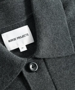 KNITWEAR^Norse Projects Kian Merino Cotton Milano Polo Dark Grey Melange