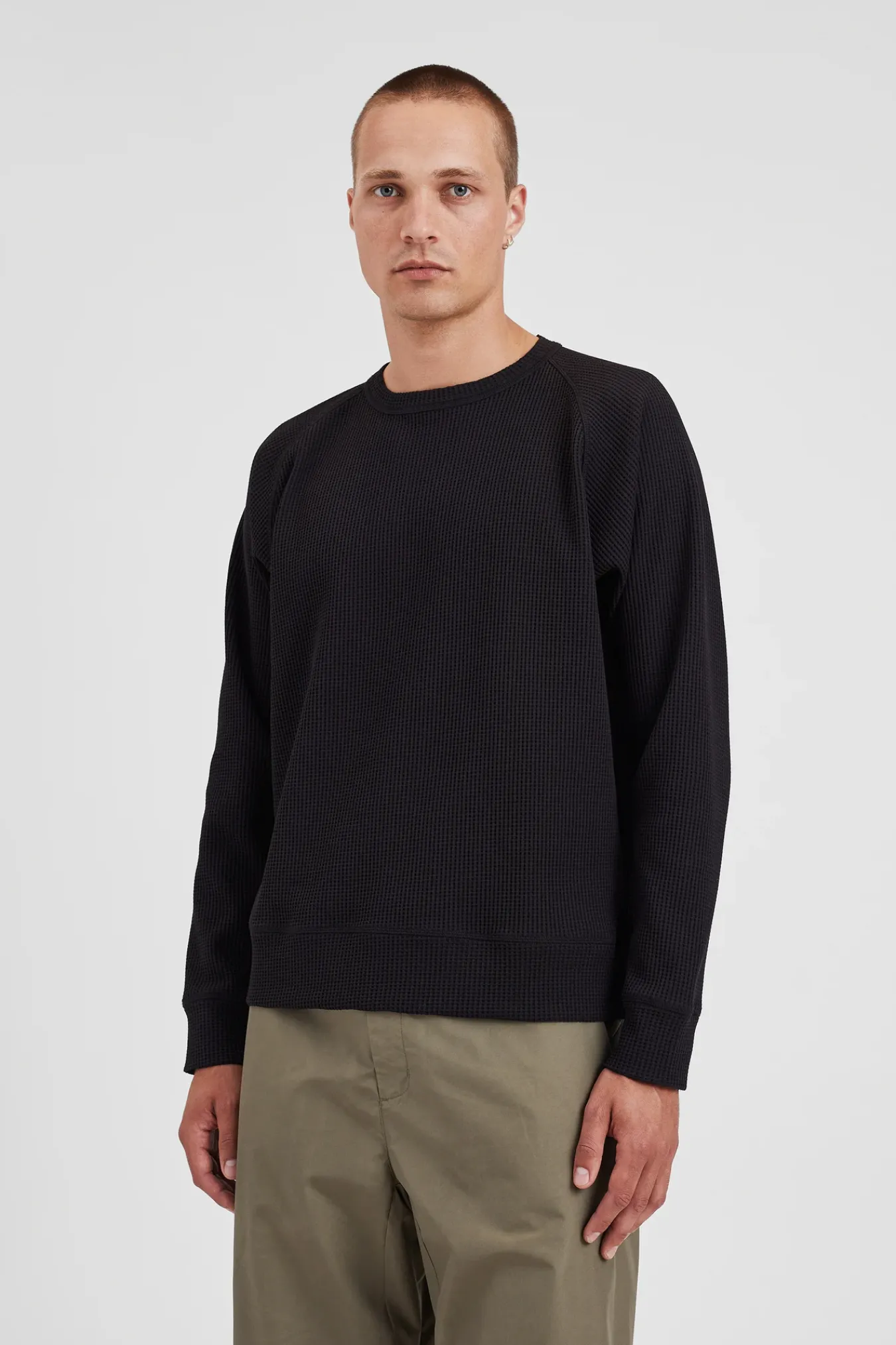 SWEATSHIRTS^Norse Projects Kristian Relaxed Tech Waffle Sweater Black