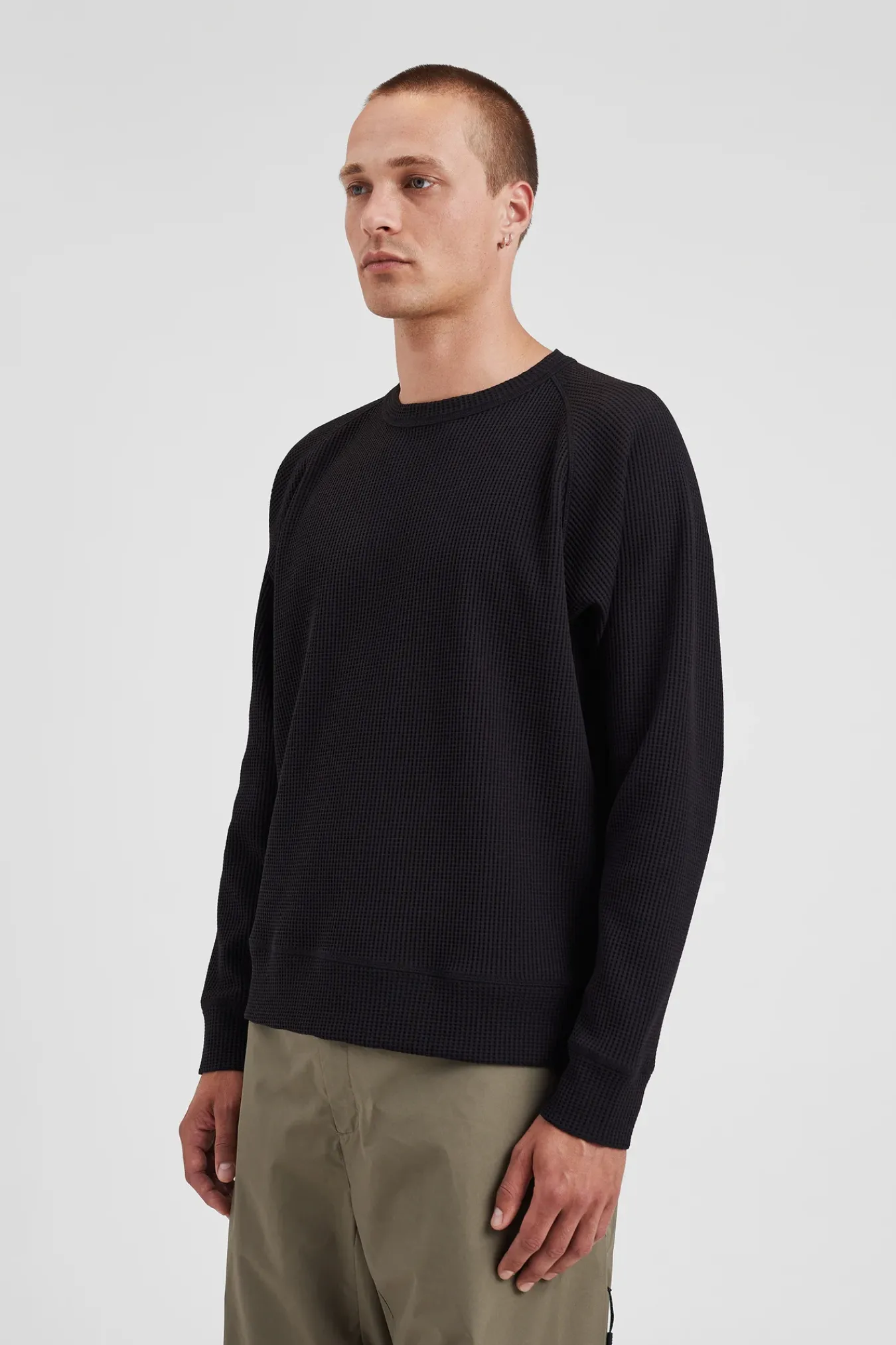 SWEATSHIRTS^Norse Projects Kristian Relaxed Tech Waffle Sweater Black