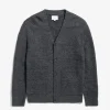 KNITWEAR^Norse Projects Loki Wool Cotton Rib Cardigan Dark Grey Melange