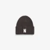 BEANIES^Norse Projects Merino Lambswool Rib N Logo Beanie Heathland Brown