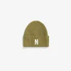 BEANIES^Norse Projects Merino Lambswool Rib N Logo Beanie Sitka Green