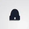 BEANIES^Norse Projects Merino Lambswool Rib N Logo Beanie Dark Navy