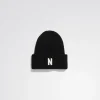 BEANIES^Norse Projects Merino Lambswool Rib N Logo Beanie Black