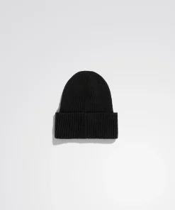 BEANIES^Norse Projects Merino Lambswool Rib N Logo Beanie Black