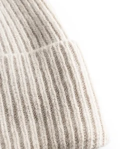 BEANIES^Norse Projects Merino Lambswool Rib N Logo Beanie Oatmeal