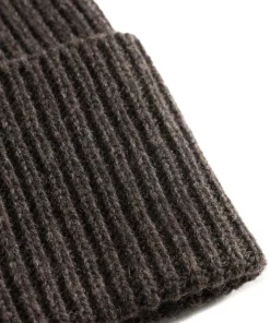 BEANIES^Norse Projects Merino Lambswool Rib N Logo Beanie Heathland Brown