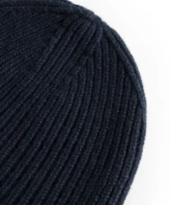 BEANIES^Norse Projects Merino Lambswool Rib N Logo Beanie Dark Navy