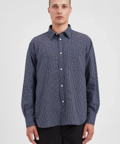 SHIRTING^Norse Projects Mo Check Oversized Shirt Dark Navy