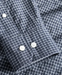 SHIRTING^Norse Projects Mo Check Oversized Shirt Dark Navy