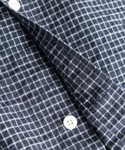 SHIRTING^Norse Projects Mo Check Oversized Shirt Dark Navy