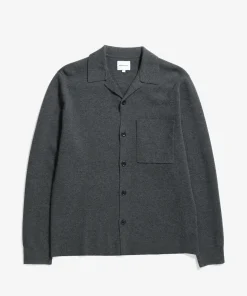 KNITWEAR^Norse Projects Nicolai Merino Cotton Milano Jacket Dark Grey Melange