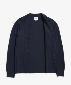 KNITWEAR^Norse Projects Nicolai Merino Cotton Milano Jacket Dark Navy