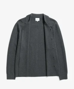 KNITWEAR^Norse Projects Nicolai Merino Cotton Milano Jacket Dark Grey Melange