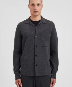 KNITWEAR^Norse Projects Nicolai Merino Cotton Milano Jacket Dark Grey Melange