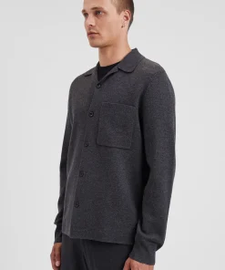 KNITWEAR^Norse Projects Nicolai Merino Cotton Milano Jacket Dark Grey Melange