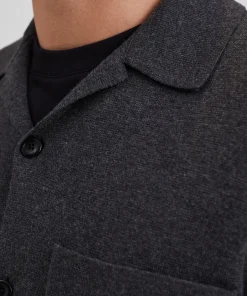 KNITWEAR^Norse Projects Nicolai Merino Cotton Milano Jacket Dark Grey Melange