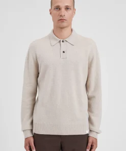 KNITWEAR^Norse Projects Norse Standard Merino Lambswool Polo Oatmeal