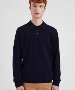 KNITWEAR^Norse Projects Norse Standard Merino Lambswool Polo Dark Navy