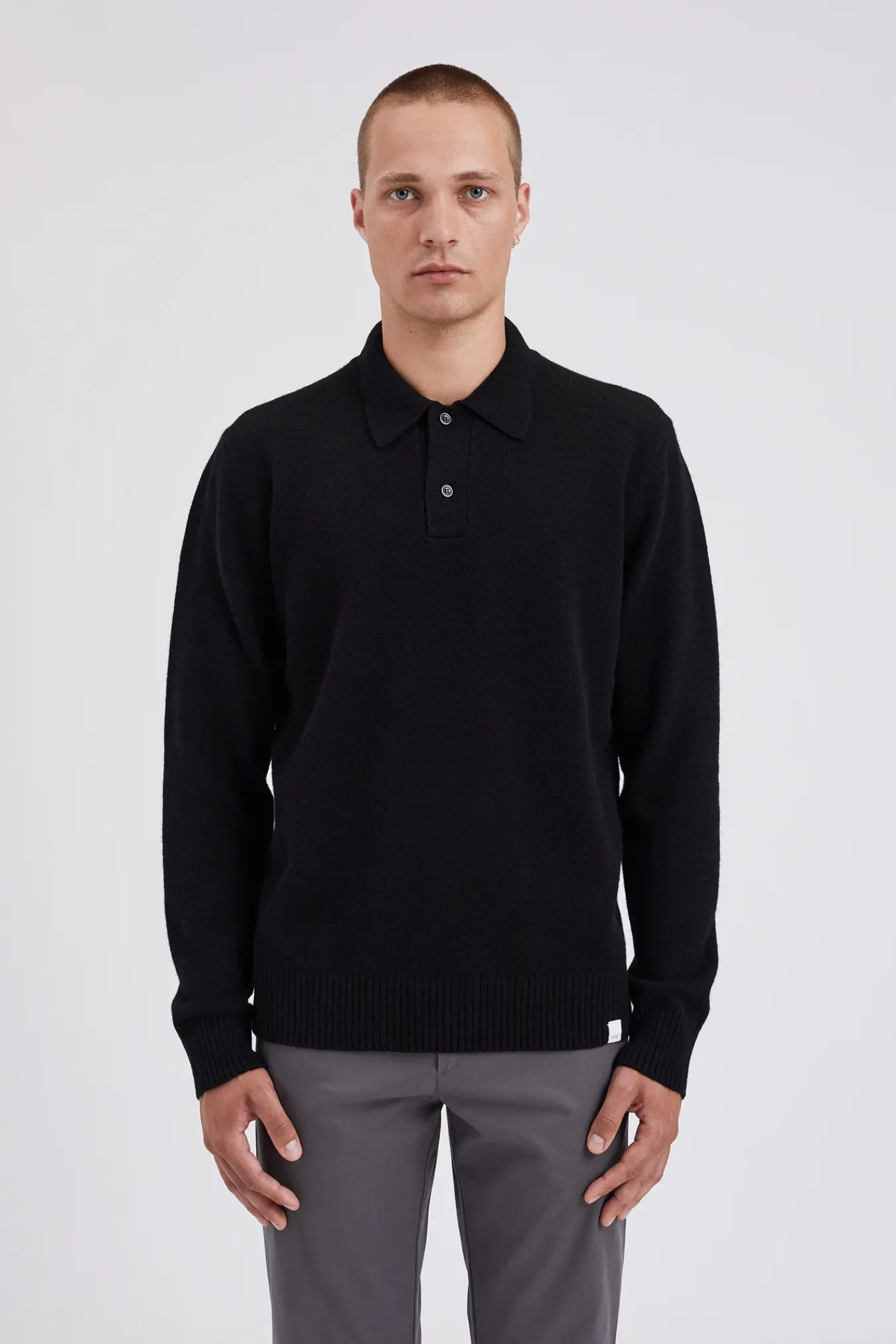 KNITWEAR^Norse Projects Norse Standard Merino Lambswool Polo Black